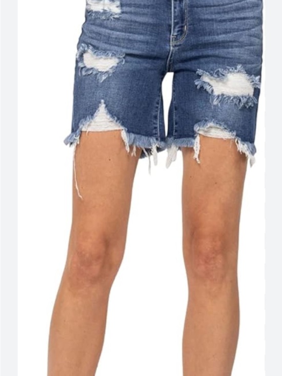 Judy Blue Pants - Judy Blue Distressed Denim Bermuda Shorts cutoff 2XL